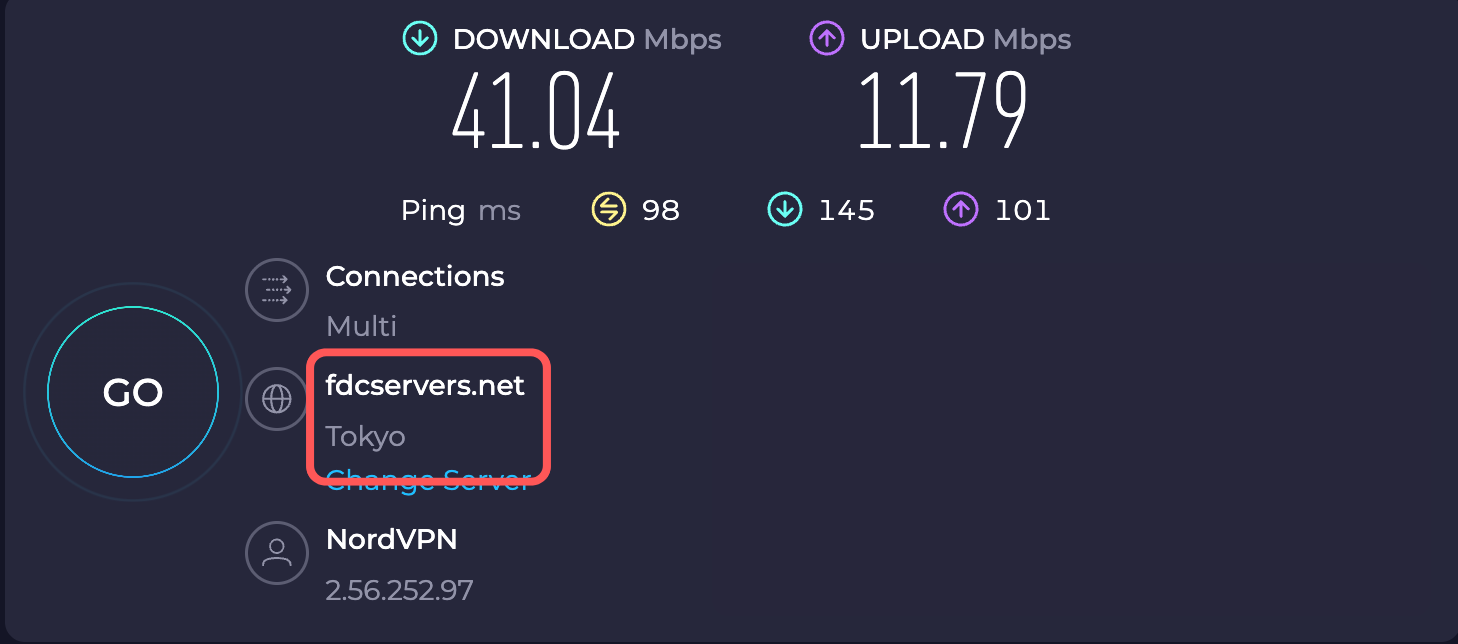 2. 【実測データ】NordVPN +自宅Wi-Fi（PLDT 50Mbpsプラン）